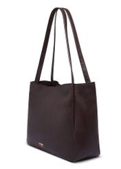 Brown leather women's shoulder bag TORES-1376-1H(Z26) - diagonal product view, on a white background.
