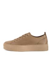 Beige women's leather sneakers BUTYD-1062-1B(W26) - side view of the product, on a white background.