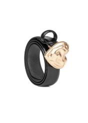 Leather belt with heart buckle PASDS-0337-9F(Z26) -  diagonal product view on white background.