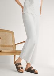 Women's dark brown leather flip-flops BUTYD-1158-1I(W26), side view of the product on the model's feet.