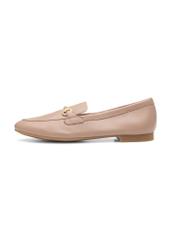 Women's leather moccasins in dirty pink color BUTYD-0916A-5D(W26), side view of the product on a white background.