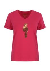 Pink Women's T-shirt with oriole applique TSHDT-0116-31(Z23)-04