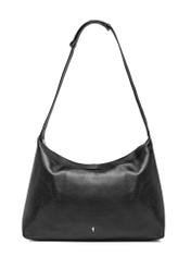 Black leather large handbag TORES-1239-99(W26), product view from the front on a white background.