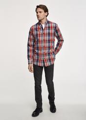 Men's red plaid shirt KOSMT-0312-15(Z23)-02