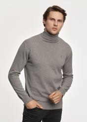 Grey men's turtleneck sweater SWEMT-0095A-66(Z23)-01