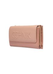 Large beige women's wallet with logo POREC-0343A-1B(Z26), diagonal product views on a light background.
