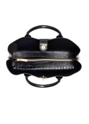 Black large croco bag TOREC-1332-9G(Z26) - product view from above, on a white background.