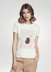 Women's cream cotton T-shirt TSHDT-0079-11(Z21)-01