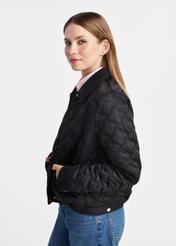 Black short quilted women's jacket KURDT-0582-99(W25)-03