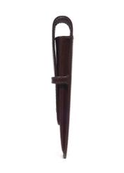 Burgundy leather pen case PL-178-4D(KS), side product view on white background.