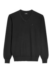 Black men's sweater with logo SWEMT-0159A-99(Z26), front product view on white background.