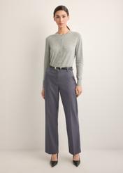 Women's wool cardigan in gray KARDT-0065-9B(Z26), front view of the product on the model. Full body visible.