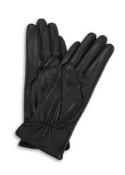 Black women's leather gloves REKDS-0100-99(Z25), product view from the front on a white background.