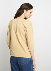 Beige women's blouse with logo OCHNIK BLUDT-0146-80(W22)-05