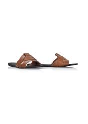 Women's camel flip-flops with braid BUTYD-0903C-1D(W26), diagonal product view on a white background.