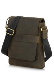 Men's leather bag with flap, khaki color TORMS-0323-51(W23)-02