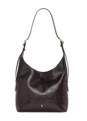 Burgundy croco women's shopper bag TOREC-1306-4D(Z26), front product view on white background.