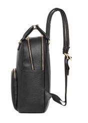 Black leather women's backpack TORES-1339-9I(Z26), product view from the side on a white background.