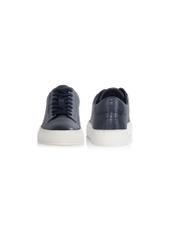 Men's navy blue leather sneakers BUTYM-0458-69(W24)-03