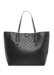 Black shopper bag with monogram TOREC-1181-9P(W26), front product view on white background.