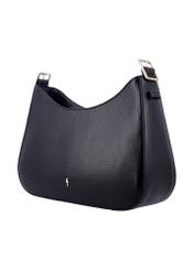 Black leather women's shoulder bag TORES-1348-9I(Z26), diagonal product view on white background.