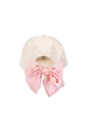 Cream cap with a visor and a bow CZALT-0016-12(W25), back view of the product on a white background.