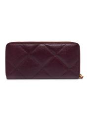 Burgundy leather quilted women's wallet PORES-1009-4D(Z26), back view of the product on a white background.