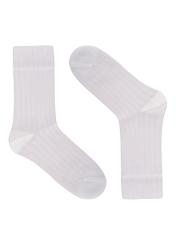 White thin women's socks SKADT-0080-0B(Z26), product view from the front on a white background.