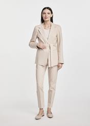 Beige women's blazer with belt ZAKDT-0030-82(W25)-02