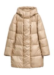 Beige women's winter jacket KURDT-0703-1A(Z26) - front product view, on white background.