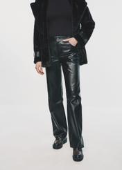 Black wide leather trousers for women SPODS-0038-5339(Z24)-01