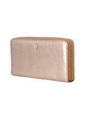Large, gold-colored leather women's wallet PORES-1028-2X(Z26), diagonal product view on a white background.