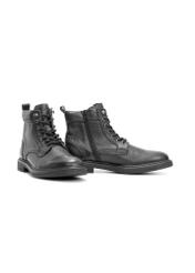 Black men's leather ankle boots BUTYM-0516-99(Z25), diagonal product view on a white background.
