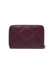 Burgundy leather quilted women's wallet PORES-1008-4D(Z26), back view of the product on a white background.