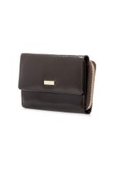 Dark brown leather women's wallet PORES-0987-1I(W26), diagonal product view on white background.