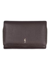 Large dark brown leather women's wallet PORES-0801R-1I(Z26), front product view on white background.