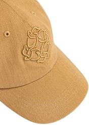 Dark beige baseball cap with logo CZALT-0012-24(W25), close-up of detail on white background.
