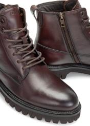 Men's brown leather ankle boots BUTYM-0507-89(Z25)
