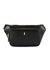 Black women's waist bag with stitching TOREC-1192-99(W26), front product view on a white background.
