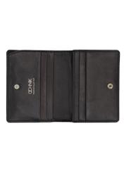 Black leather women's wallet PORES-1010-99(Z26) - product view from above, on a white background.