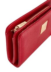 Red women's wallet with logo POREC-0362-4A(W26), close-up of product detail on white background.