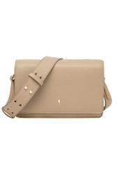 Beige elegant leather women's handbag TORES-1356-1B(Z26), product view from the front on a white background.