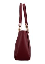 Burgundy women's imitation leather handbag TOREC-0998-4D(W27), side product view on white background.