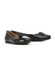 Women's black leather ballet flats BUTYD-1248-99(W26), diagonal product view on a white background.