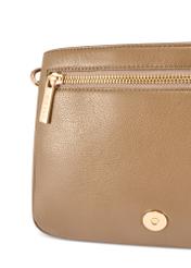 Dark brown leather women's handbag TORES-0911 F-1K(W26) - close-up detail, on white background.