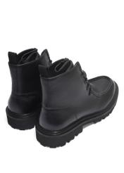 Black leather men's ankle boots BUTYM-0578-9I(Z26), product view from the back on a white background.