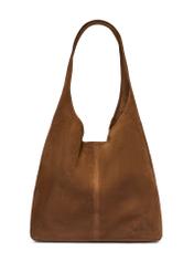 Cognac suede shopper bag TORES-1403-1F(Z26) - front product view, on white background.