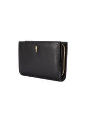 Black leather women's wallet PORES-0980R-9I(W26), diagonal product view on white background.