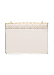 Cream women's messenger bag with monogram TOREC-1156-0P(W26), back view of the product on a white background.