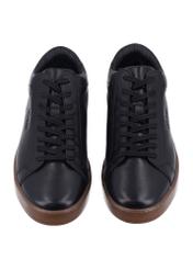 Men's black leather sneakers BUTYM-0405C-99(Z26) - product view from above, on a white background.